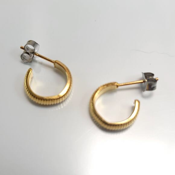 Mini Textured Gold Hoop Earrings, Dainty Everyday Hoops for Women Jewelry Gift - Picture 1 of 10
